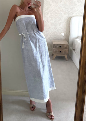 RIVIERA Linen Strapless Dress